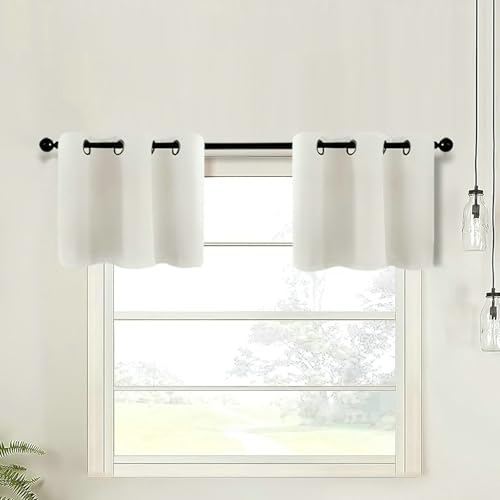 Daesar Vorhänge Kurz mit Ösen 2er Set, Scheibengardine Blickdicht Weiß 137x45cm Küchengardinen Fenster Bistrogardine Modern von Daesar