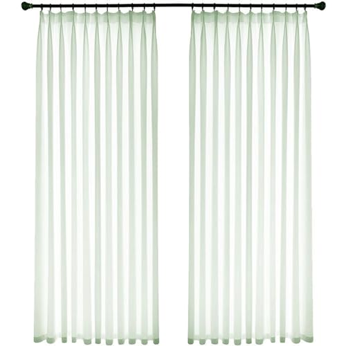 Daesar Vorhänge Lichtdurchlässig mit Haken 107x229CM, Grün Vorhänge 2er Set Einfarbig Gardinen Halbtransparent Schlafzimmer Wohnzimmer Küche von Daesar