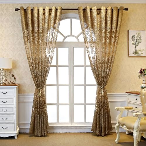 Daesar Vorhänge Lichtdurchlässig mit Ösen 132x160CM, Vorhänge Gold 2er Set Nordisch Jacquard Gardinen Halbtransparent Schlafzimmer Esszimmer Wohnzimmer Daesar Vorhänge Lichtdurchlässig mit Ösen 132x160CM, Vorhänge Gold 2er Set Nordisch Jacquard Gardinen Halbtransparent Schlafzimmer Esszimmer Wohnzimmer von Daesar