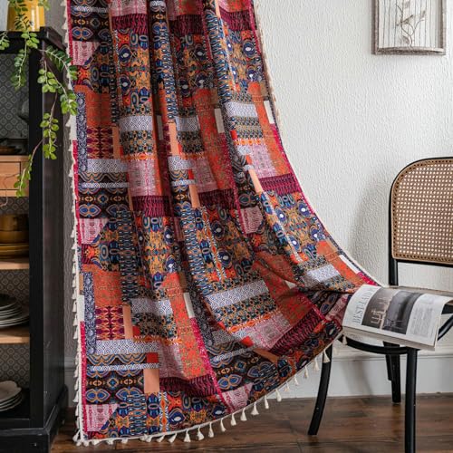 Daesar Vorhänge mit Ösen 2er Set 150x220CM, Gardinen Lichtdurchlässig Rot Boho Geometrie Bedruckt Vorhänge Halbtransparent Wohnzimmer Küche Daesar Vorhänge mit Ösen 2er Set 150x220CM, Gardinen Lichtdurchlässig Rot Boho Geometrie Bedruckt Vorhänge Halbtransparent Wohnzimmer Küche von Daesar
