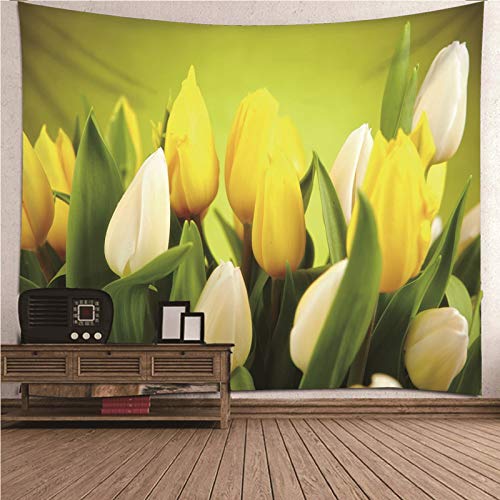 Daesar Wandbehang Wohnzimmer, Tulpe Blumen Tapisserie Psychedelisch 150x130CM Wandteppich Hippie Tapisserie Tuch Polyester von Daesar