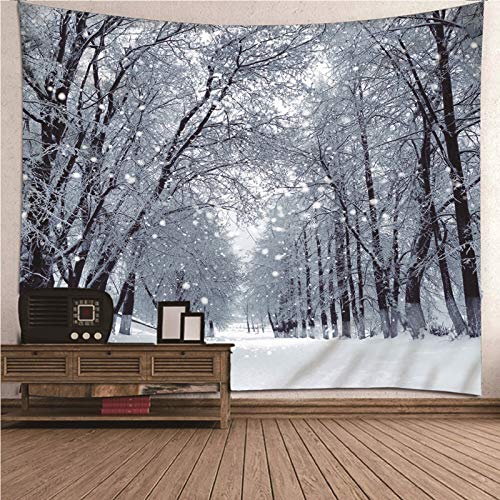 Daesar Wandtuch Wandteppiche Tapisserie Wandbehang Winter Thema Bäume und Schnee Wandteppich Polyester Vintage 300x260CM, Wandbehang Psychedelisch von Daesar