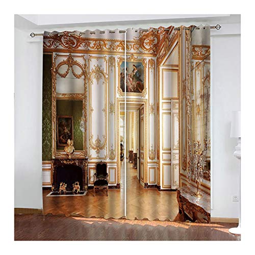 Daesar Wohnzimmer Vorhänge Ösen Blickdicht 264x214CM, Moderne Architektur Schlafzimmer Verdunklungs Vorhang Kinderzimmer Hellbraun Gardinen Vorhänge Polyester Motiv 2 Stück von Daesar