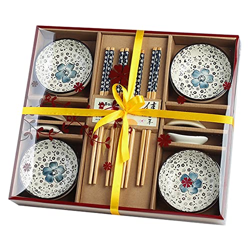 Dätenky Sushi Set, Keramikbesteck Set Sushi Geschirr für Vier Personen Teller Essstäbchen Essstäbchenhalter (Blau) von Dätenky