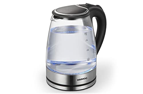 Daewoo DSWK30AT Glas Wasserkocher – Großer Wasserkocher – Schnellkochendes Wasser – 1,8 Liter – 1500 Watt – Blaue LED Beleuchtung – Edelstahlgehäuse – Automatische Abschaltung Daewoo DSWK30AT Glas Wasserkocher – Großer Wasserkocher – Schnellkochendes Wasser – 1,8 Liter – 1500 Watt – Blaue LED Beleuchtung – Edelstahlgehäuse – Automatische Abschaltung von Daewoo