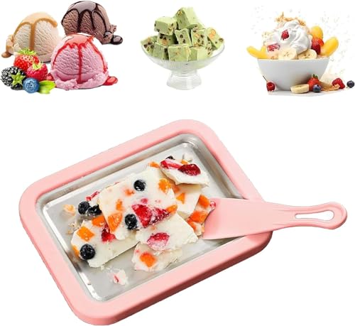 Daffezon Petrus Eiscreme-Tablett, gerollte Eismaschine, DIY-Mini-Eiscreme-Tablett-Maker, Schnellkühltablett mit 2 Spateln von Daffezon