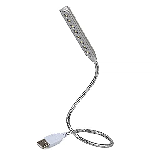 Daffodil ULT05 - LED USB Leselampe mit 8 langlebigen hellen LED´s - 6000 Kelvin - Kaltweiß - 360°C Schwanenhals - Silber von Daffodil