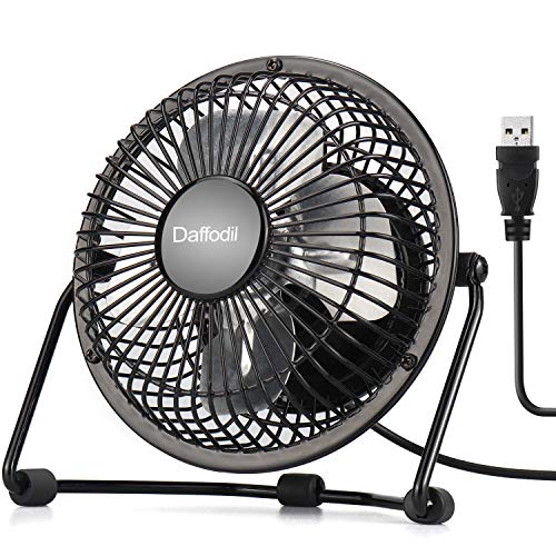 Daffodil USB Ventilator leise UFN100 - Geräuscharm Tischventilator verstellbarer Neigungswinkel bis zu 270° für kühlen Kopf - Durchmesser: 14cm (Schwarz) von Daffodil