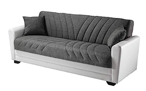 Dafne Italian Design 3-Sitzer-Sofa, Farbe: Weiß und Grau, Kunstleder, 220 x 88 x 83 cm. von Dafne Italian Design