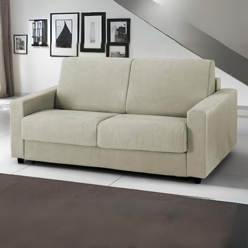 Dafne Italian Design 3-Sitzer-Sofabett mit Matratze – (cm 204 x 95 x 90 cm) (weicher Stoff, hellgrau) von Dafne Italian Design