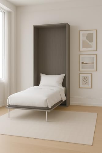 Dafne Italian Design - Versenkbares Wandbett, hergestellt in Italien (L 101 T 45/226 H 226 cm), klappbarer Bettschrank für Einzelbett mit Lattenrost, Matratze nicht im Lieferumfang enthalten (Graphit) von Dafne Italian Design