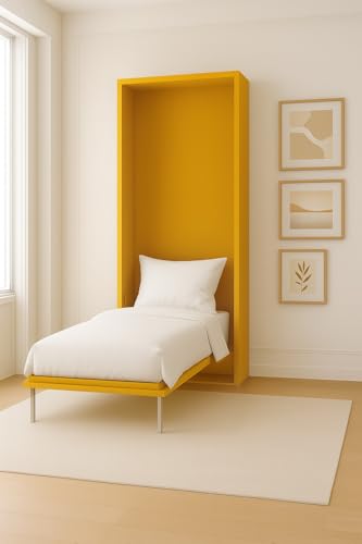 Dafne Italian Design - Versenkbares Wandbett, hergestellt in Italien (L 101 T 45/226 H 226 cm), klappbarer Einzelbett mit Lattenrost, Matratze nicht im Lieferumfang enthalten (Saffergelb) von Dafne Italian Design