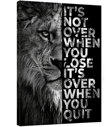 Leinwand-Poster mit inspirierendem Löwen-Zitat "Its Not Over When You Lose", motivierender Löwe-Kunstdruck, Bilderrahmen für Büro, Heimdekoration, Schlafzimmer, 40,6 x 50,8 cm von Dafun Art
