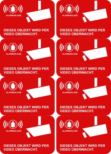 8 x Aufkleber - Alarmgesichert 7x5 cm Aufkleber - Sticker Einbruchschutz Alarmanlage Warnschild - Hinweisschild selbstklebend Premium Qualität Sticker AD04 von Daged