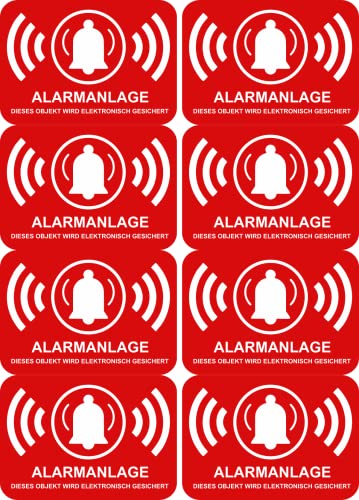 8 x Aufkleber - Alarmgesichert Videoüberwachung - 7x5 cm Aufkleber - Sticker Einbruchschutz Alarmanlage Warnschild - Hinweisschild selbstklebend Premium Qualität Sticker AD02 von daged