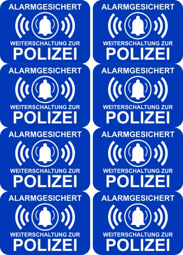 8 x Aufkleber - Alarmgesichert Videoüberwachung - 7x5 cm Aufkleber - Sticker Einbruchschutz Alarmanlage Warnschild - Hinweisschild selbstklebend Premium Qualität Sticker AD06 von Daged