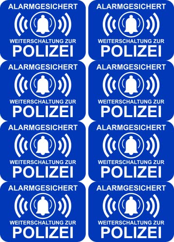 8 x Aufkleber - Alarmgesichert Videoüberwachung - 7x5 cm Aufkleber - Sticker Einbruchschutz Alarmanlage Warnschild - Hinweisschild selbstklebend Premium Qualität Sticker AD06 von Daged