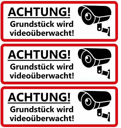 Videoüberwachung - Aufkleber - Sticker Einbruchschutz Kameraüberwachung Warnschild - Hinweisschild selbstklebend Premium Qualität - 3 x 20 x 7 cm - VD21 von daged
