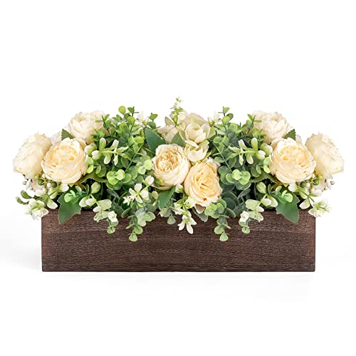 Dahey Tafelaufsatz für Esszimmer, Bauernhaus, Wohnzimmer, Tischdekoration, Holztablett mit 3 künstlichen Blumen und 2 Eukalyptus, für Küchentisch, 35,8 x 11,9 x 7,9 cm Dahey Tafelaufsatz für Esszimmer, Bauernhaus, Wohnzimmer, Tischdekoration, Holztablett mit 3 künstlichen Blumen und 2 Eukalyptus, für Küchentisch, 35,8 x 11,9 x 7,9 cm von Dahey