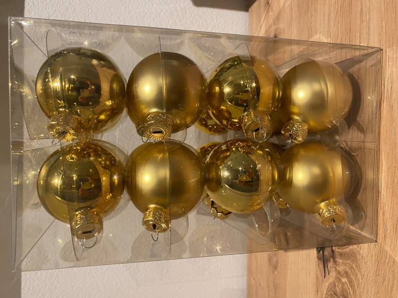 Dahlia Studios Weihnachtsbaumkugel 2er Set: 2 x 16 x GLAS CHRISTBAUMKUGELN 6cm GOLD in Kunststoffbox (16 St) von Dahlia Studios