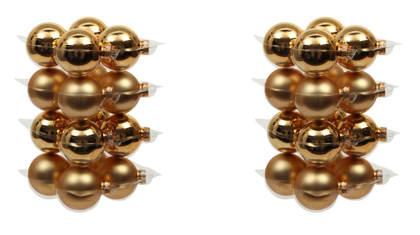 Dahlia Studios Weihnachtsbaumkugel 2er Set: 2 x 16 x GLAS CHRISTBAUMKUGELN 6cm GOLD in Kunststoffbox von Dahlia Studios