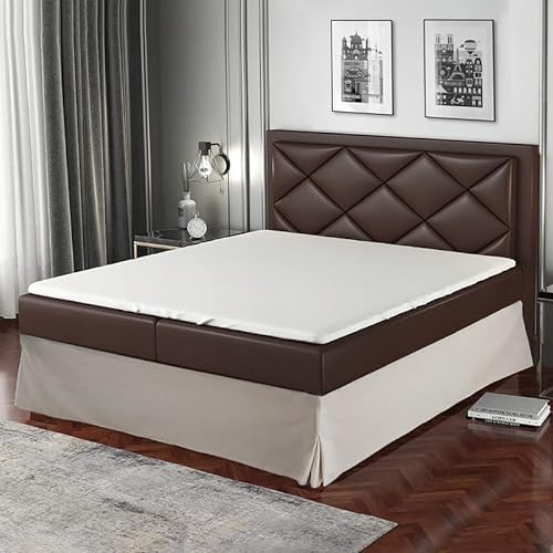 Betthusse 90x190 Beige – 4 Rüschen von 30 cm für Bett 90 x 190 cm – Bettüberwurf 90 x 190 cm – Bezug für Lattenrost 90 x 190 cm – Bettvolant von Dahlica