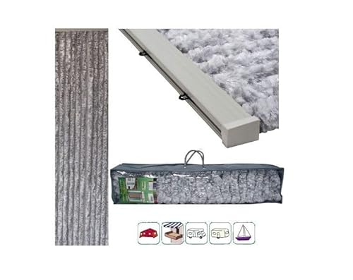 Dahlmann Home/EB Flauschvorhang Chenille Tür 90x200 cm Vorhang Insektenschutz Wohnmobil Wohnwagen Hellgrau von Dahlmann Home/EB