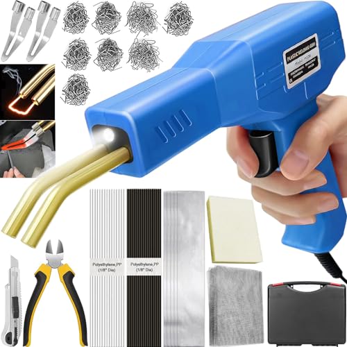 220W Kunststoff Schweißgerät 2 in 1 Stoßstangen Reparatur Set Kunststoff Schweißen mit 800PCS Hot Hefter, 2 Thermischer Glättkopf, 40PCS Kunststoff-Schweißstäbe, Kunststoff Reparaturset Auto(Blau) 220W Kunststoff Schweißgerät 2 in 1 Stoßstangen Reparatur Set Kunststoff Schweißen mit 800PCS Hot Hefter, 2 Thermischer Glättkopf, 40PCS Kunststoff-Schweißstäbe, Kunststoff Reparaturset Auto(Blau) von Dahudtin
