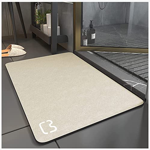 Badematte Absorbierende , rutschfest Badvorleger Badteppich aus Mikrofaser, Duschmatte rutschfest Schnell Trocknend, Teppich für Wohnraum, Küche und Toilette,Maschinenwaschbar (Beige, 50*80) von Dai Lufei