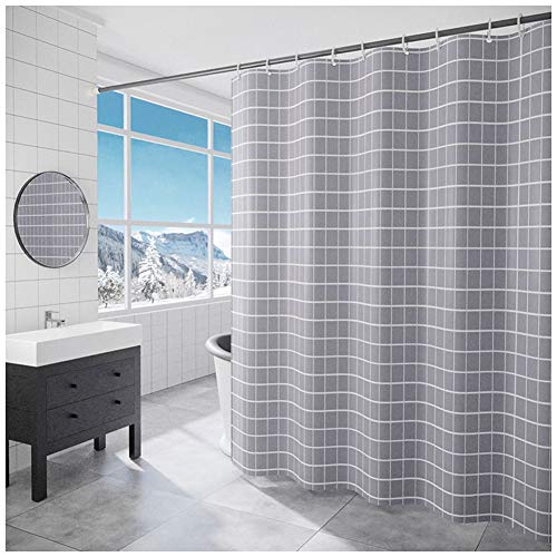 DAIHAN Duschvorhäng Wasserdichter Anti-Schimmel Gittermuster Duschvorhang Aus Polyester Stoff Waschbar Badewanne Vorhang mit Duschvorhangringen,Grau,150x200cm von DAIHAN