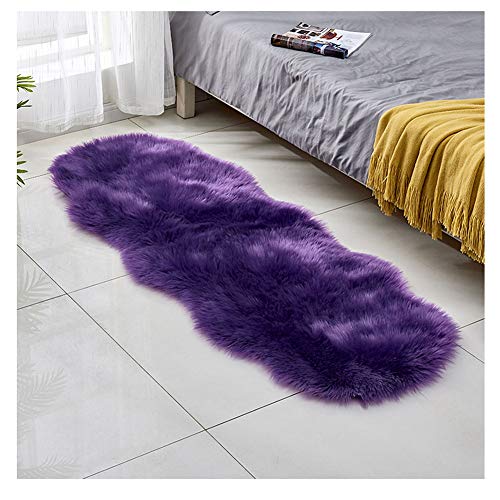 DAIHAN Faux Lammfell Schaffell Teppich, Flauschiger Kunstfell in Super weich Lammfellimitat Teppich Longhair Fell für Schlafzimmer, Sofa, Dekoration Violett 60 * 180cm von DAIHAN