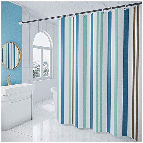 DAIHAN Duschvorhang Streifen Schimmelresistenter und Wasserabweisend Shower Curtain Antibakteriell Badewannen Vorhang Wannenvorhang mit Duschvorhangringen,Blau,180x200cm von DAIHAN