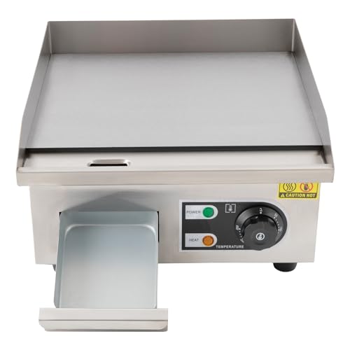 14Zoll Kommerzielle Elektrische Grillplatte Edelstahl Grill Bratplatte Elektro Elektrogrill Griddleplatte BräTer Griddle Temperaturbereich 50-300℃/122°F-572°F Elektrogrill Mit 2Spachteln 2000W von DaiJiubu