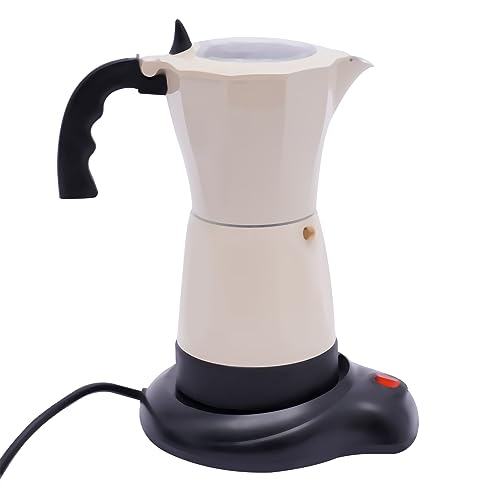 300Ml Espressomaschine Elektrischer Mit Basis, Elektrische Kaffeemaschine Espressokocher Mokka Kanne Maker Topf 6Tassen Teekannen FüR Das HeimbüRo Den Schlafsaal Den Milch-Tee-Shop 480W (Creamy-weiß) von DaiJiubu