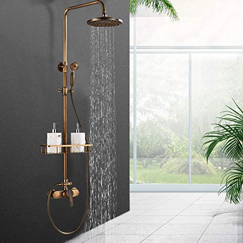 Antik Armatur Duschset Regendusche Duscharmatur Messing Brause Nostalgie Duschsystem Duschgarnitur Handbrau Bad Mit Handbrause Komplettset DuschsäUle Kopfbrause Regenbrause Duschstange Verstellbarer von DaiJiubu