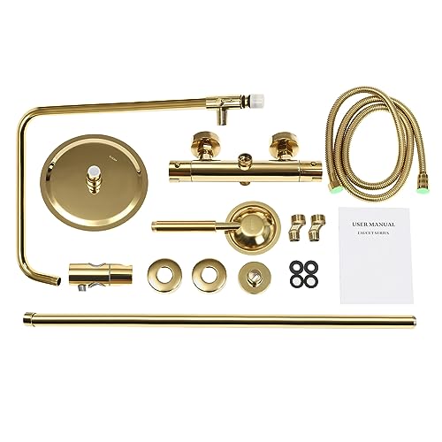 Duschset Duschsystem Duscharmatur Thermostat Regendusche Gold Mit Handbrause Bad Duscharmaturen Komplett Dusch Brause Set Handbrausen Armatur Duschkopf Thermostatisches Rainsworth Shower System von DaiJiubu