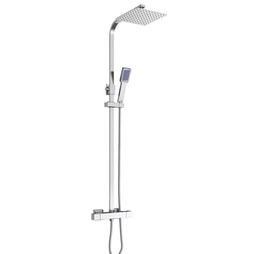 Duschsystem Mit Thermostat Duscharmatur 30X30Cm/40X40Cm Regendusche Duschset Handbrause Dusch Quadrat Duschamatur Edelstahl Brausegarnituren Regenduschsysteme Handbrause Wandhalterung (40x40CM) von DaiJiubu