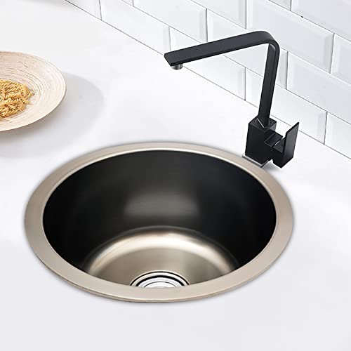 Grau Rundes Waschbecken KüChenrenovierung Einzelwaschbecken Kleines Becken FüR Badezimmer GemüSe Und GeschirrspüLer Waschen Edelstahl KüChenspüLe EinbauspüLe SpüLbecken SpüLe KüChe KüChenspüLen von DaiJiubu