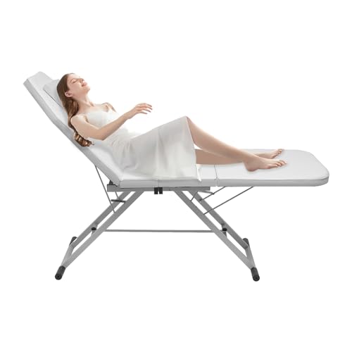 Massagetisch Tragbare 3Zonen Klappbar Pvc Salon Kosmetikliege Weiß Neu Massageliege HöHenverstellbarer Mit KopfstüTze Handauflage Klappbare Physiotherapie Liege Klapptischmassagebett Tragbar 71"Zoll von DaiJiubu