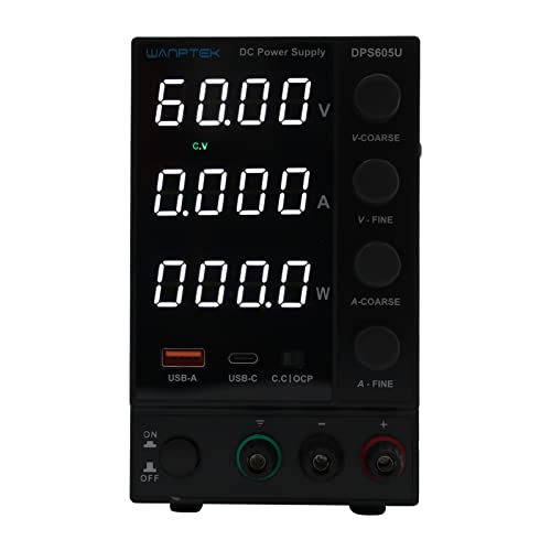 Regelbares DC Labornetzteil Netzteil 30V/60V 5A/10A DC Schaltnetzteil 4Stellige Laborstromversorgung Variable DC-Stromversorgung Einstellbare DC-Stromversorgung USB Connection (60V 5A) von DaiJiubu