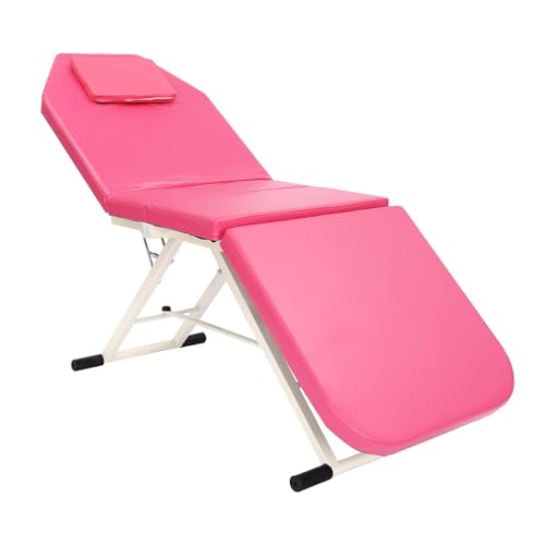 Rosa Massageliege Therapieliege Behandlungsliege Mobile Massagebett Massagetisch Breit HöHenverstellbar Tragbare Massagebank HöHenverstellbarer Armlehnen FüR Physiotherapie Tasche Klappbar 3Zonen von DaiJiubu
