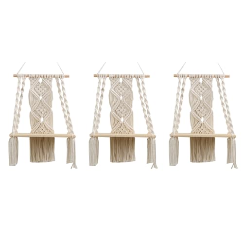 Daijianbin 3X Boho Makramee Wand Behang Regal Hand Gefertigte Gewebte Quaste Tapisserie Regal Schwimmende Lagerung Kleider Bügel für Haupt Wand von Daijianbin