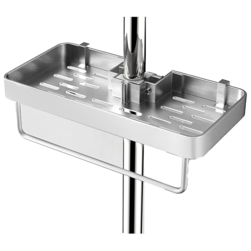 Daijianbin Duschregal Aus Aluminium mit Handtuchhalter, Badezimmer-Organizer Ohne Bohren, Aufbewahrungsregal für Shampoo und Duschgel B Daijianbin Duschregal Aus Aluminium mit Handtuchhalter, Badezimmer-Organizer Ohne Bohren, Aufbewahrungsregal für Shampoo und Duschgel B von Daijianbin