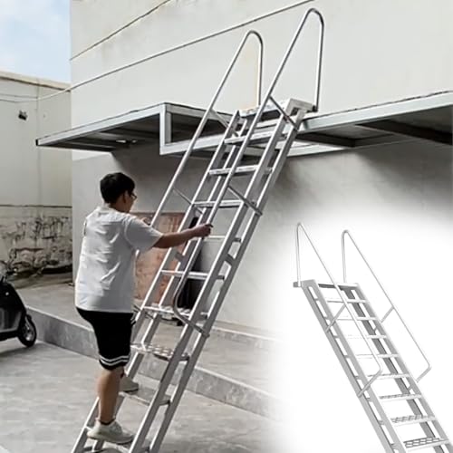 Dachbodentreppe Außen-Loftleiter mit Großen Handläufen, Strapazierfähige Trittleitern für den Zugang zum Dachboden, Aluminium-Steigleiter für Garage Dach Etagenbett(6 Steps) von Dailify