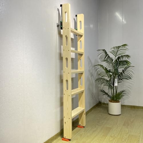 Dachbodentreppe Ausziehbare Loftleiter mit Schiene, Bequemer Zugang zum Dachboden/Wohnmobil, Rutschfeste Holzleiter für Etagenbetten im Studentenwohnheim(Natural,5 Steps L-5.1ft/1.56m) von Dailify