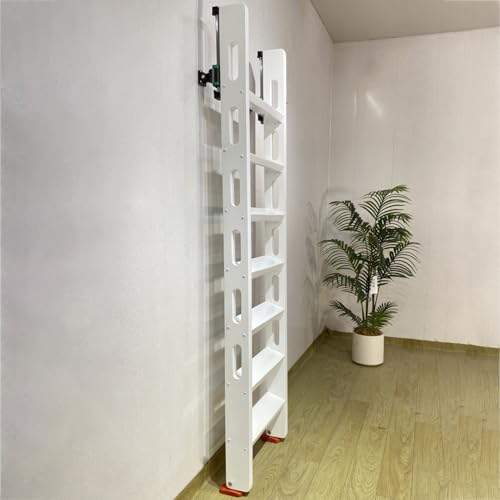 Dachbodentreppe Ausziehbare Loftleiter mit Schiene, Bequemer Zugang zum Dachboden/Wohnmobil, Rutschfeste Holzleiter für Etagenbetten im Studentenwohnheim(White,8 Steps L-7.7ft/2.34m) von Dailify