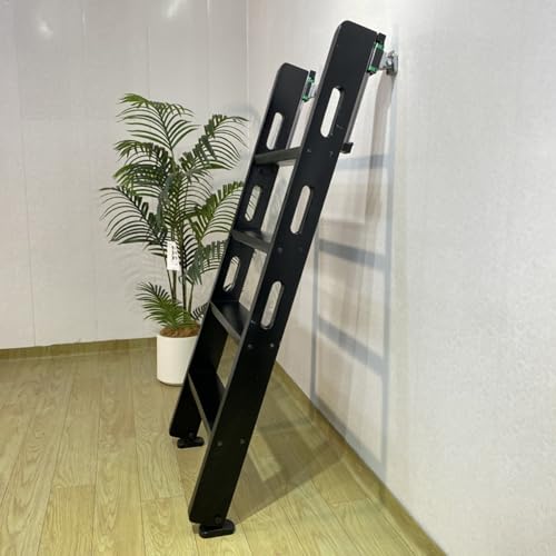 Dachbodentreppe Dachbodenleiter mit Gleitschiene, Holzleitern für Etagenbetten in Wohnmobilen/Wohnwagen, Sicherheitsleitern mit Aufstiegsstufe und Ausstiegstreppe(Black,8 Steps L-7.7ft/2.34m) von Dailify