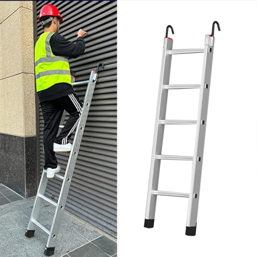 Dachbodentreppe Garagen-Dachbodenleiter mit Rutschfesten Füßen und Stabilem Haken, Dachboden- / Brunnen-Aufstiegstreppe, Sicherheitsfenster-Notausgangsleiter(5 Step L-1.5m (4.9ft)) von Dailify