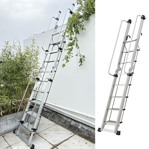 Dachbodentreppe Klappbare Dachdeckerleiter mit Querstrebe, Außentreppen für die Gebäudewartung, Fenster-Fluchtleitern mit Abnehmbarem Handlauf(12 Step 3.5 m (11.5 ft)) von Dailify