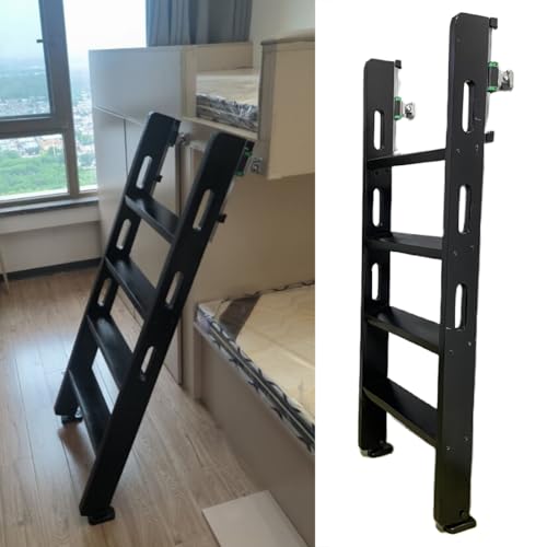Dachbodentreppe Schwarzes Etagenbett aus Massivholz, Doppelbetten für den Haushalt mit Treppe für Hochbett, 3/4 / 5/6 / 7/8 Stufen Ausziehbare Dachbodenleitern(5 Steps L-5.1ft/1.56m) von Dailify